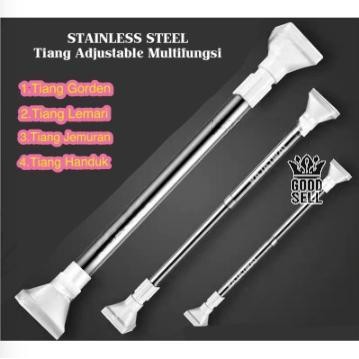 Tiang Gantung Gorden / Baju Stainless Fleksibel Tanpa Paku