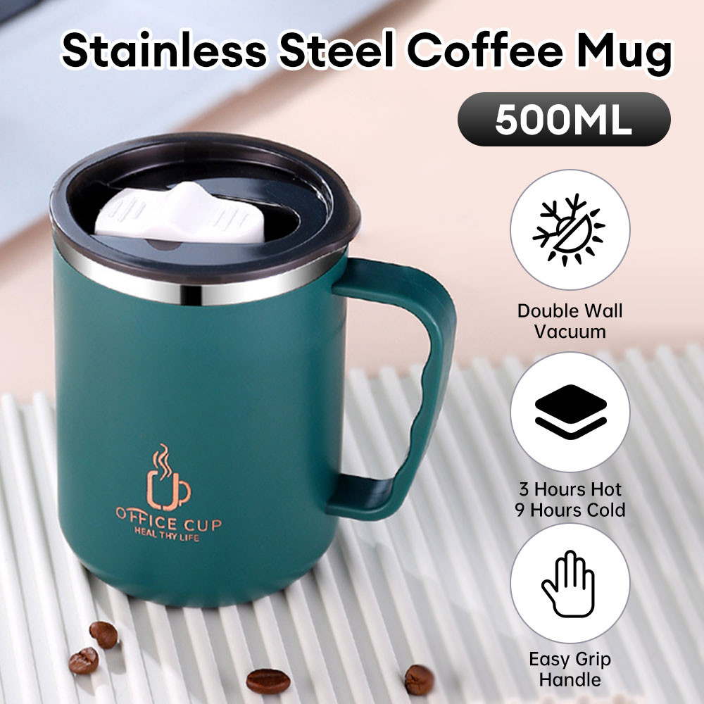 500ml Double Wall Vacuum Mug with Handle Stainless Steel Thermal