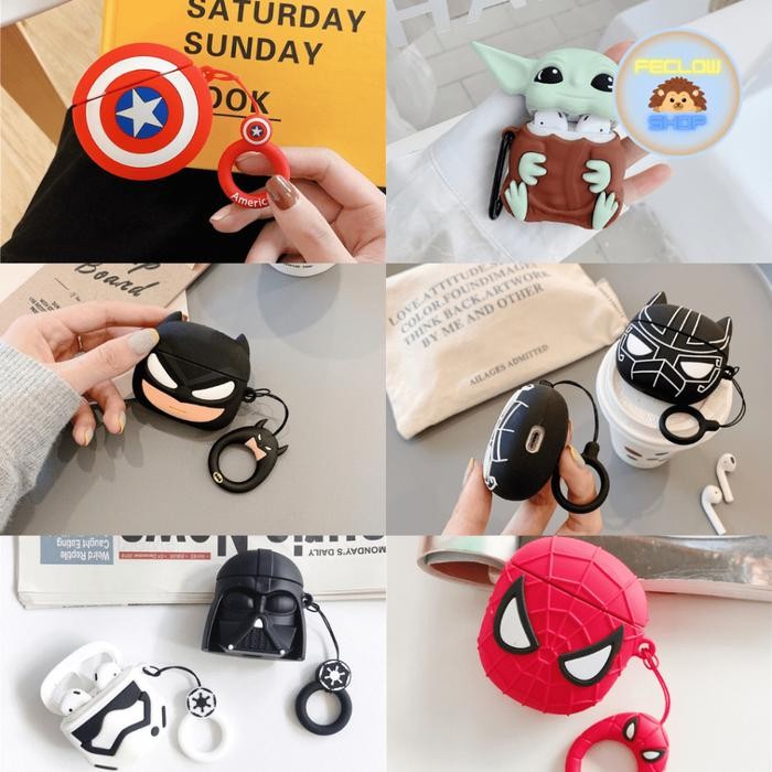Case Airpods Gen 1/2 Gen 3 Pro Inpods 12 i12 3D Karakter Superhero Case Airpods Marvel DC Captain