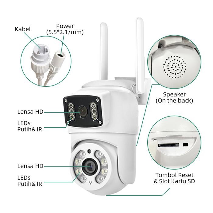 FRANWELL BP3 CCTV Outdoor Camera HD Wi-Fi Multi Penglihatan Malam Lensa Ganda Kamera keamanan