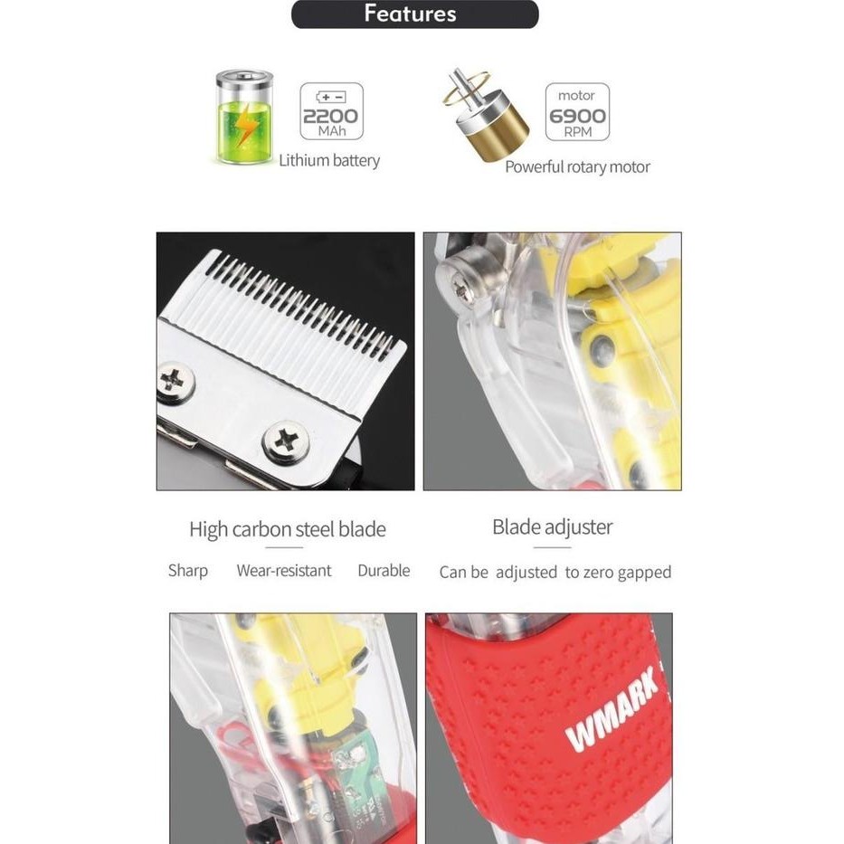 WMARK NG-108 ORIGINAL TRANSPARAN HAIR CLIPPER MESIN CUKUR NG 108