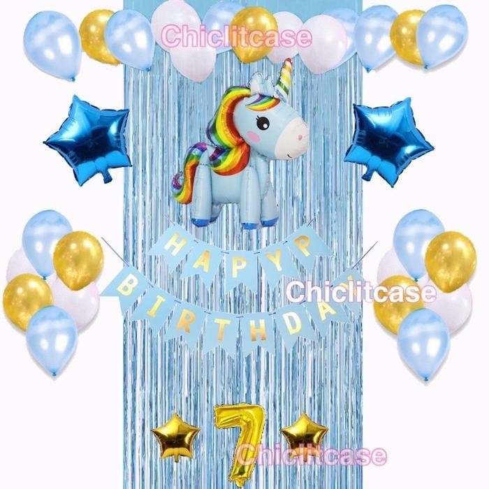 ffs Paket dekorasi ulang tahun anak tema unicorn/tirai