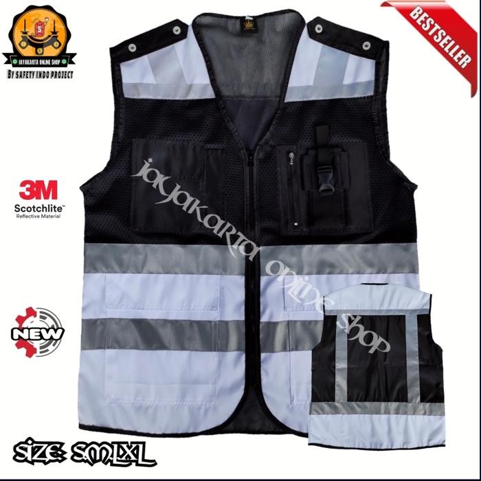 ROMPI SAFETY AIR FLOW 3M SCOTLITE TASLAN KOMBINASI JARING PUTIH HITAM