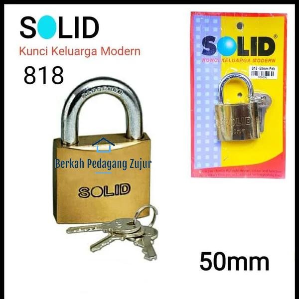 Gembok Solid 818 50mm/Gembok Kunci Pagar Leher Pendek Solid 818 50 mm