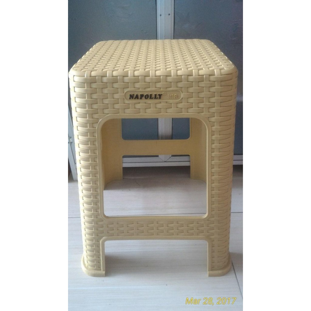 PREMIUM BANGKU / KURSI PLASTIK NAPOLY 313R MODEL ANYAMAN ROTAN