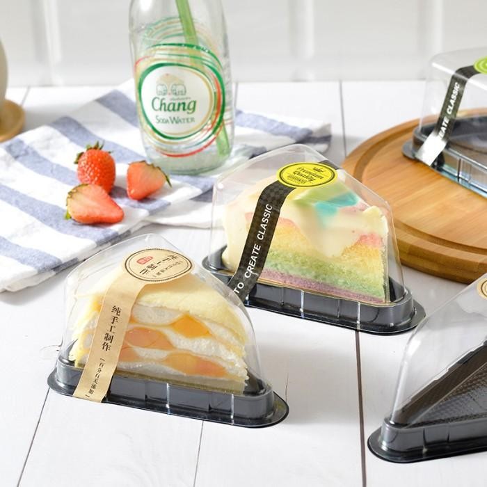 (Expert) korean Tray Mika SEGITIGA Cake Box Dus Mika Mini Cake Tray Mika Slice