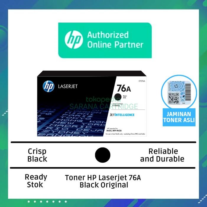 HP Toner Cartridge 76A Original CF276A Hitam untuk Printer HP LaserJet Pro M404dn M404dw M404n