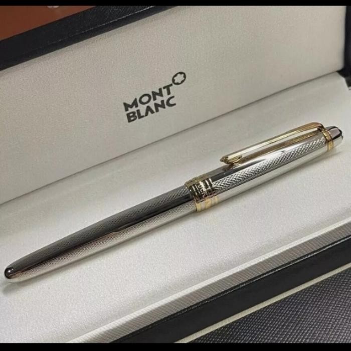 

Ballpoint Mewah Business Work MB Meisterstuc Silver Brush Lengkap Dengan Box Exlusive