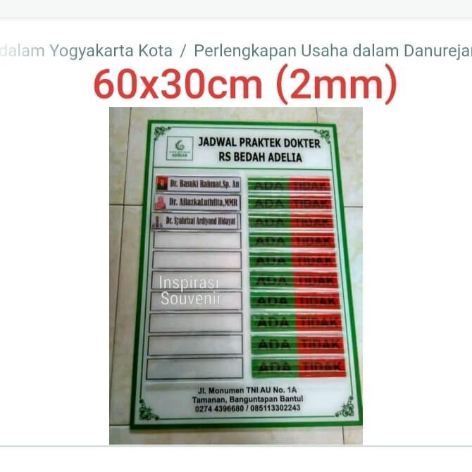 

Acrylic Papan Jadwal Praktek Dokter (60x30)