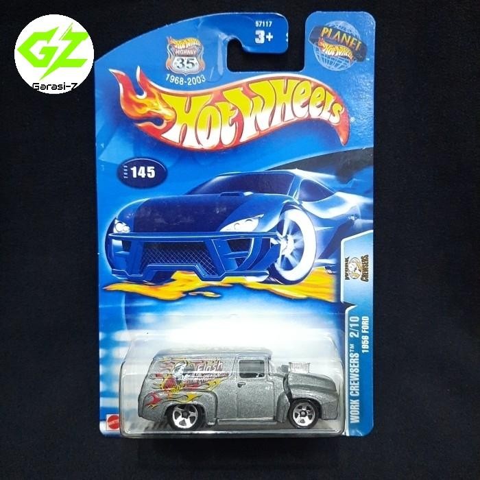 HOTWHEELS 56 FORD TRUCK GREY OPEN HOOD