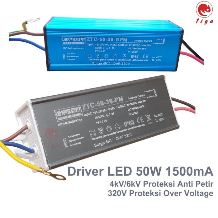 DRIVER LAMPU LED 50W 1500MA UNTUK LAMPU SOROT PJU COBRA
