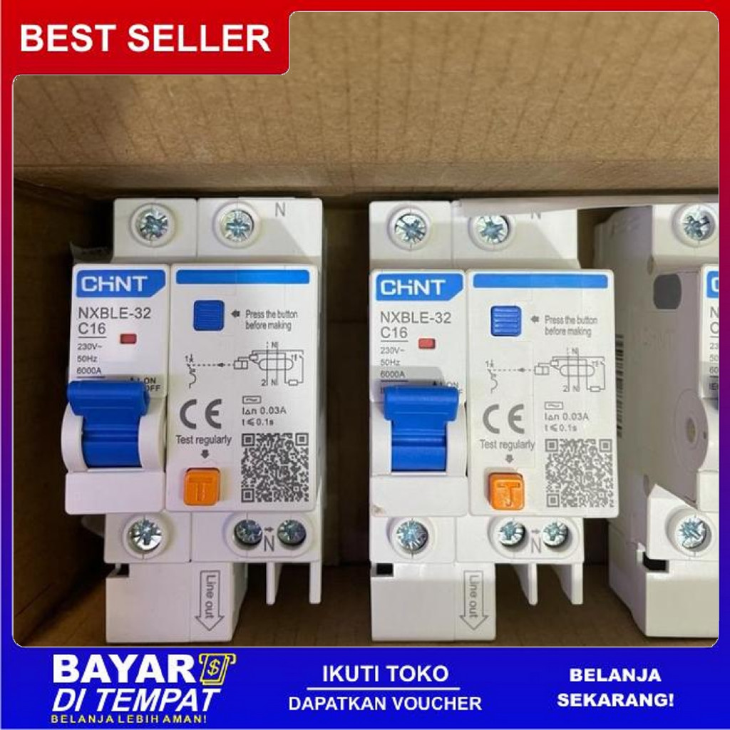 FREE ONGKIR ELCB RCBO CHINT NXBLE-63 1PN 6A10A16A20A 30MA ORIGINAL BERKUALITAS BISA COD
