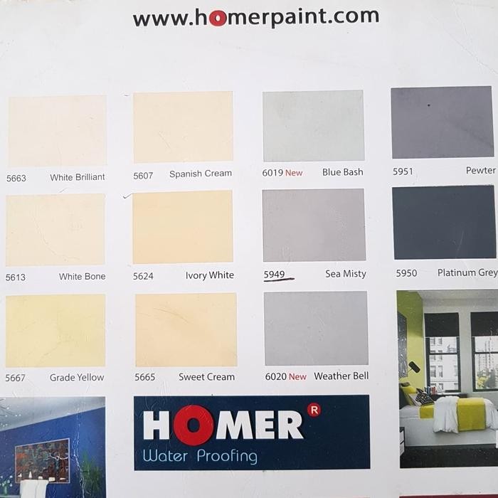 CAT TEMBOK HOMER 5 KG SUPER WHITE SIAP GOSEND/GRAB