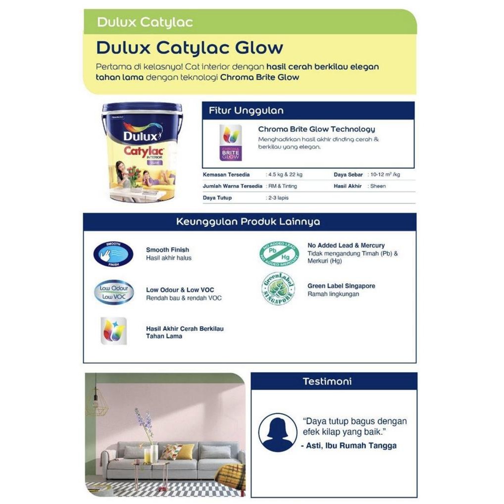 CAT DULUX CATYLAC GLOW - BRILLIANT WHITE 2290