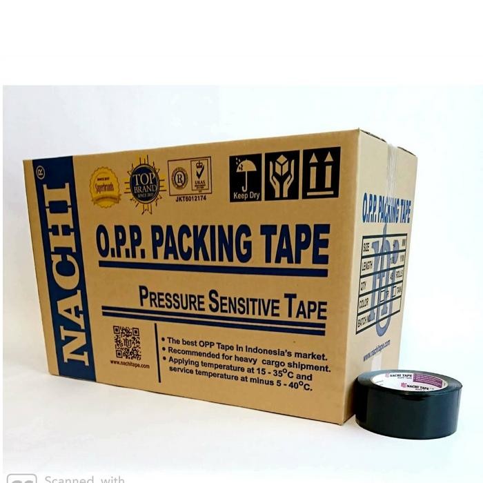 

HOT SALE! (Dus) Nachi Tape Lakban Hitam Opp Blok Nachi Hitam 48 mm x 100 Yard