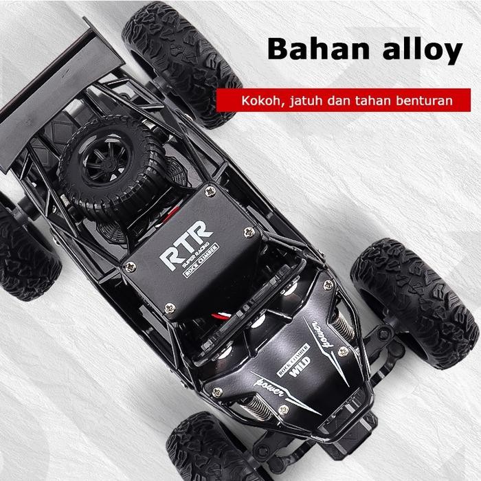 Mobil Remote Control Mobil Mainan Off Road Truk Logam Dual Motor + Lampu Led Rock Crawler Mainan