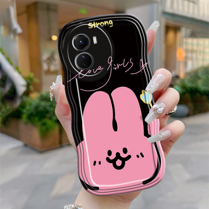 Casing Hp Untuk VIVO Y16 Y35 5G Y56 5G Y35 4G Case Krim gelombang Softcase Silikon Kesing Kelinci la