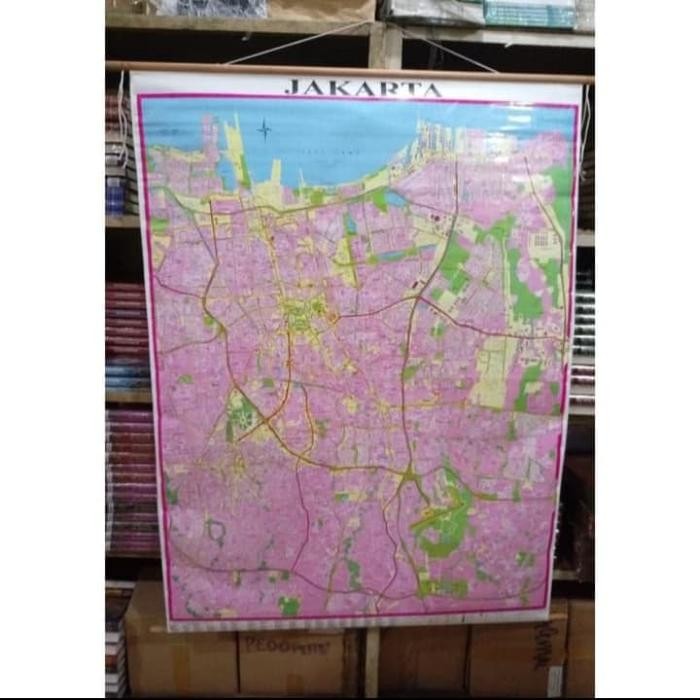 

TERBARU! Peta Jakarta Gulung Bingkai Kayu