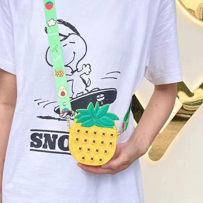 Tas Anak Pop It Mini Sling Bag Unicorn Strawberry Nanas Plus Strap