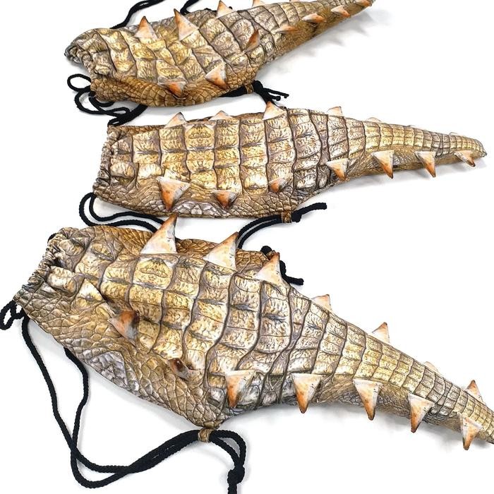 JTTOP" TAS SERUT PUNGGUNG ANAK SHRELO BAHAN LINEN BENTUK BUAYA UNIK KADO KOCAK KREASI LOKAL