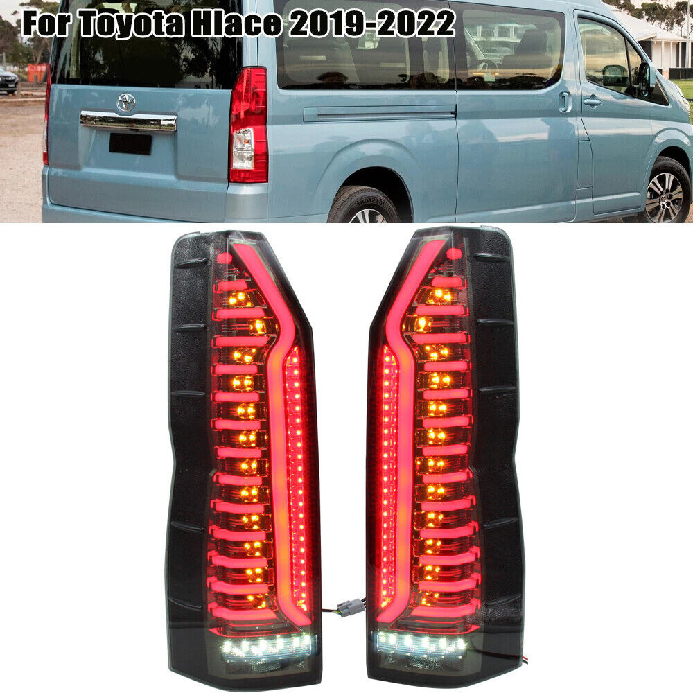 For Toyota Hiace 2019-2022 Car Accessories LED Smoked Tail Lights Rear Lamp Start up Animation Plug 