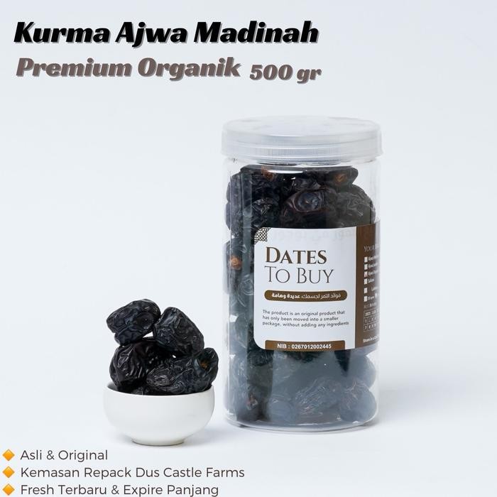 

KURMA AJWA ORGANIK 500gr Repack Ajwah Super Premium Aliyah Madinah Korma Nabi Sunnah Ajwah Azwa Buah