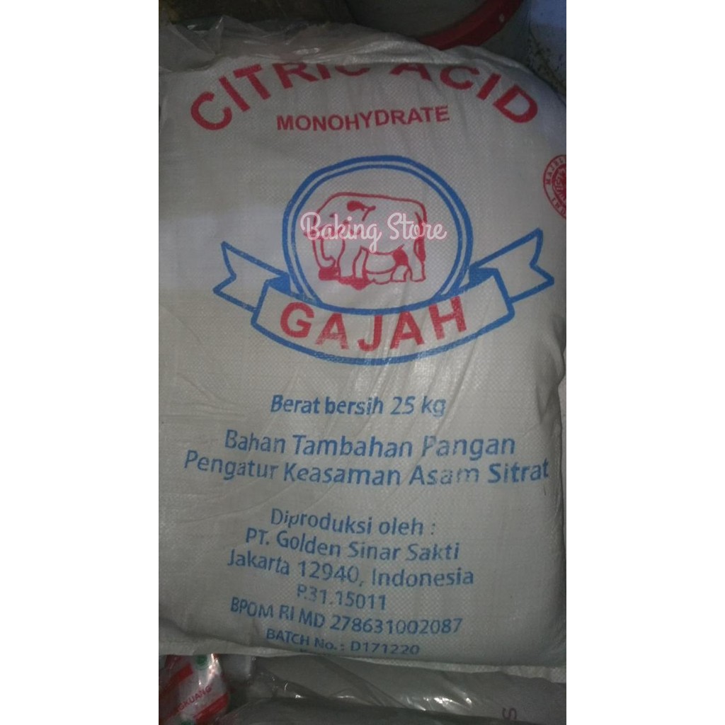 

Citrun Citric Acid Cap Gajah 25kg Gosend Only!!!
