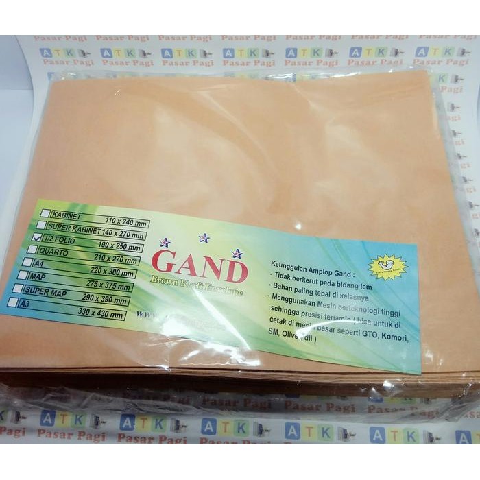 

AMPLOP COKLAT 1/2 FOLIO 80 GRAM KODE 1168