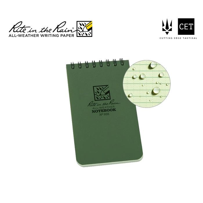 

Rite in the Rain 935 Top-Spiral 3x5" Notebook Buku Tahan Air - Green