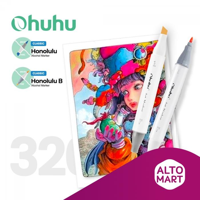 

OHUHU Honolulu 320 Color Dual Tip Brush Chisel Fine Alcohol Art Marker