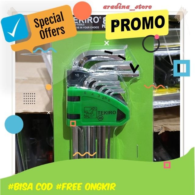 Kunci L Tekiro Set Panjang Konci L Kombinasi Bintang 8 Pcs