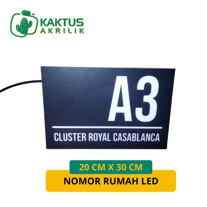 Nomor rumah LED / menyala - Akrilik -