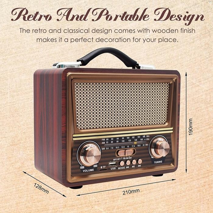 [Expert] Radio Portable Charge FM/AM/SW Speaker Bluetooth Radio TF/USB