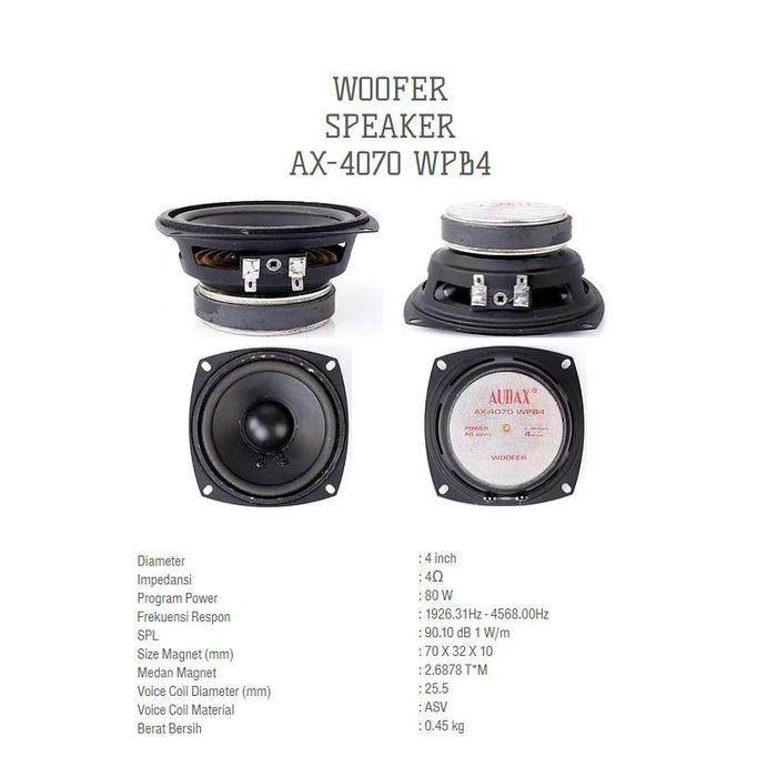 [Expert]  SPEAKER AUDAX AX 4070 WOOFER 4 INCH WUFER AUDAX 80 WATT