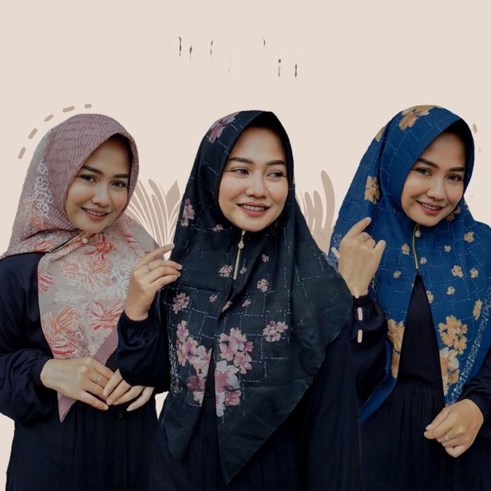Hijab Instan Ziper Resleting Motif Bahan Voal Premium Terbaru