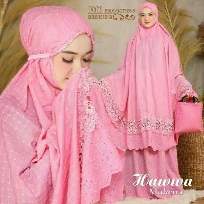 (KATUN PREMIUM) MUKENA DEWASA KATUN PARIS HAWA WARNA ORIGINAL Mukenah Nyaman Bordir Muslim Panjang
