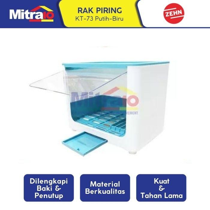 Zehn Rak Piring Dengan Penutup KT-73 Putih-Biru 38 x 26.5 x 30 cm Aluminium