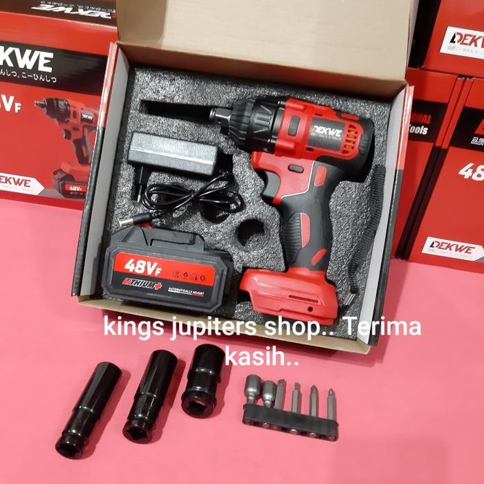 Rea 1 SET atau mesin- batre - DEKWE IMPACT WRENCH bor buka tutup baut impect impek impec wren wrenc