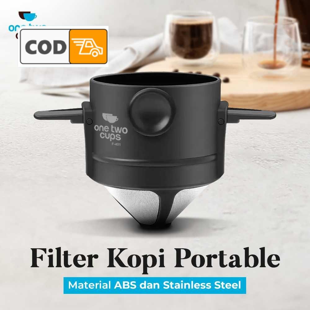 Filter Kopi Portable V60 Penyaring Kopi Stainless Steel Alat Seduh Kopi Praktis Dripper Kopi Tanpa A