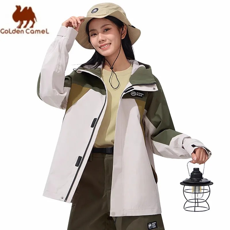 GOLDEN CAMEL Hiking Jackets Waterproof Hard Shell Single-layer Jacket for Men and Women Color-blocke