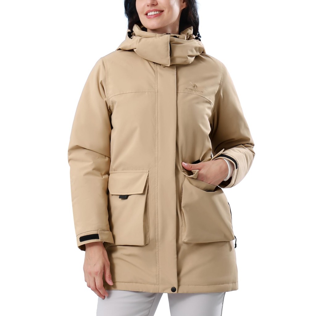 GOLDEN CAMEL Women's Waterproof Ski Jacket Warm Winter Coat Hooded Windbreaker Mountaineering Snowbo