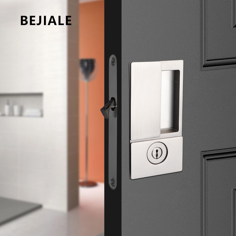 Sliding Door Flat Sliding Door Lock Embedded Pocket Door Hook Lock Handleless Balcony Folding Door