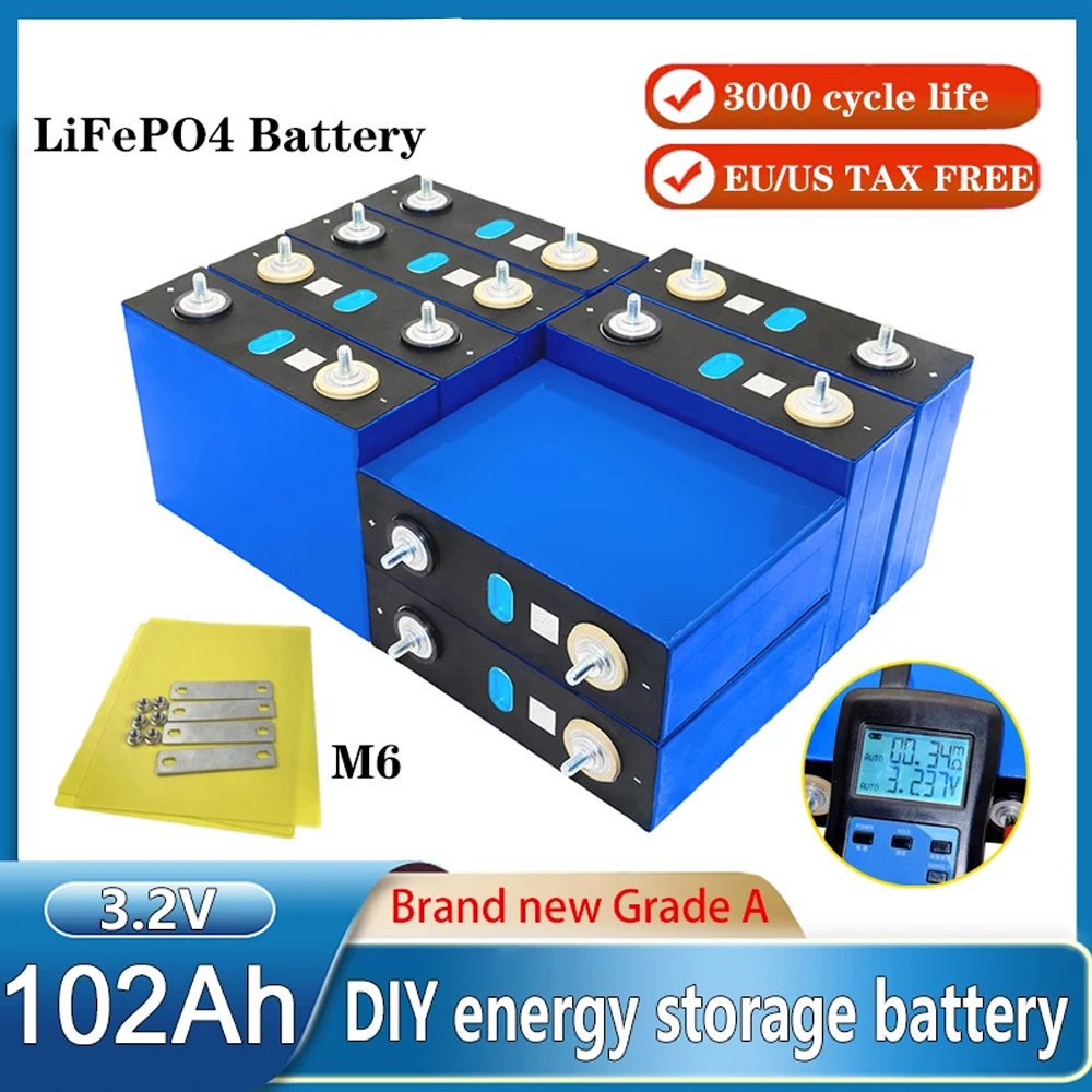 New New 3.2V 102Ah Lifepo4 battery 3C High power Grade A DIY Solar storage Electric car boat RV Tric