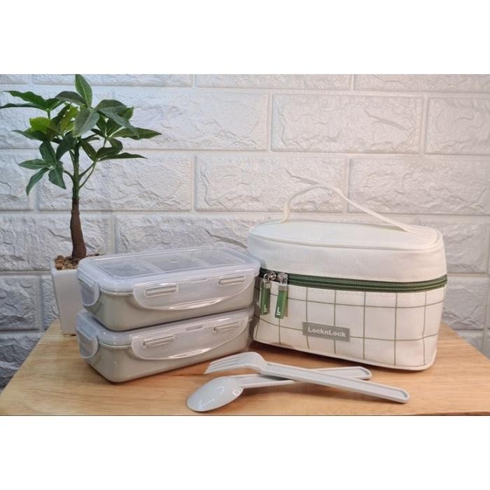 LOCK & LOCK n lock HPL752 Lunch Box Set Tempat Makan sendok locknlock