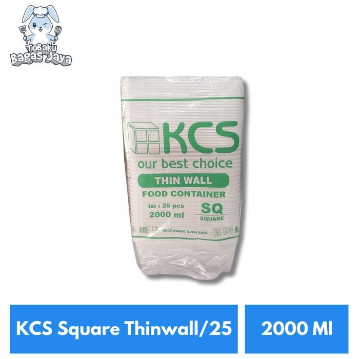 KCS Square Thinwall 2000 Ml Isi 25 Pcs