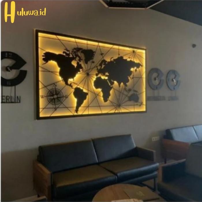 

TERBARU! Peta Dunia Led / Peta Dunia Metal / Wall Metal Atlas Size M