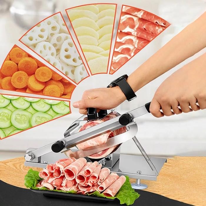 Mesin Pengiris Daging Manual Meat Slicer Alat Potong Tempe Tipis Tipis