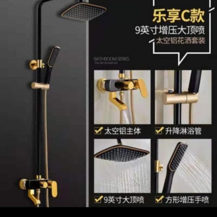 Promo Shower Tiang Mixer Model Toto Black Gold/Shower Columnt Black Gold P/D