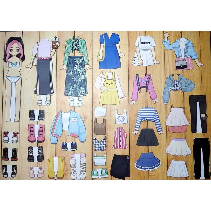 BONGKAR PASANG BAJU KERTAS MAGNET DRESS UP DOLL BUSY PAGE GIRL KODE 1062