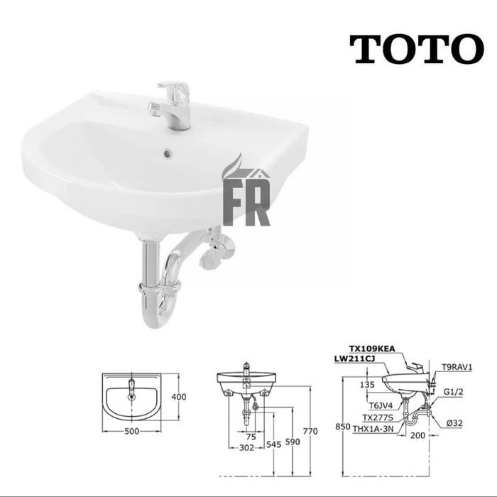 New Wastafel Toto Gantung Lw 211 Cj